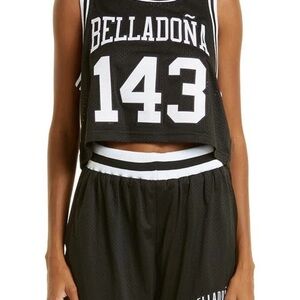Bella Doña BabyGirl Crop Mesh Jersey Black at Nordstrom